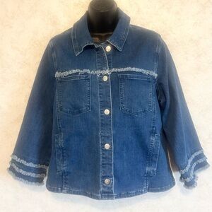Drapers & Damon’s Blue Jean Jacket Raw Seams Size Medium Metal Buttons Pockets